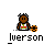 Pixel art character holding an orange basketball, wearing a white jersey with red and green accents, standing on a gray background with "Iverson" text below.