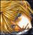 Pixelated static image of a character with long flowing hair and bright lighting effects, likely from an anime-style buddy icon set.