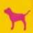 Static 48x48 pixel icon of a pink dog-like animal on solid yellow background with no visible text or additional elements.