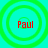 Four identical circular green ripple patterns on cyan background with red text "Paul" centered in each circle.