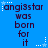 Blue background with dark blue text reading 'angi3star was born for it' repeated in a pattern, surrounded by white star and dot decorations