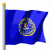 Animated contact sheet of a blue flag with an official seal on a silver pole, displayed in 3x3 grid layout showing sequential motion frames.