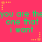A static image with a bright pink background featuring repeated green text and yellow star-shaped decorations.