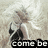 Animated icon shows a character with light hair and dark clothing against a textured background, text changes from 'come be' to 'crazy' then 'with me <3'.