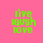 Four quadrants display 'live laugh love' text in green pixelated font on pink, purple, blue, and purple backgrounds.