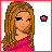 Pixelated character with long brown hair in pink dress, three show head turning left to right with pink star, fourth shows 'Kiss Me' text
