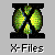 Pixelated green X-shaped icon with black border above text, yellow figures in two below