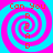Four identical spiral patterns with alternating pink and cyan colors, each containing vertical red text reading 'Can You READ' on a solid blue background.