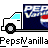 Pixelated Pepsi delivery truck animation with blue-tinted windows and 'Pepsi' branding on the side, accompanied by text reading 'PepsManilla'.