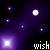 Animated icon with purple and black background showing white stars and a glowing square, with text changing from 'wish upon star' to 'a' across frames.