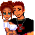 Pixelated cartoon couple in embrace with pink text and hearts, transitioning through multiple 'FOREVER' wordwall variations.
