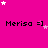 A bright pink background features repeated 'Merisa =]' text and scattered white/pink stars, with a gray rectangle in the bottom-right corner.