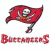 A pixelated animated contact sheet showing two frames of a Tampa Bay Buccaneers NFL team icon with red flag and green text logo on dark background.