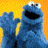 A pixelated contact sheet showing two frames of an animated icon featuring Cookie Monster from Sesame Street on the left and green text reading "OriginalIcons.com" on a dark background to the right.