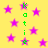 Yellow background with scattered purple stars and vertical green text reading 'Kottie' on both sides.