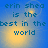 Blue background with yellow glow and pixelated text reading 'erin shea is the best in the world' arranged in four quadrants.