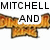 Animated icon with text "MITCHELL AND JAKE" above a banner and "DINOSAUR KINGS" below, all on white background.