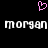 Pixelated pink heart symbol above two identical white text strings on black background.