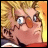 Pixelated anime-style character with blonde hair and blue eyes, side profile against warm-toned background, with 'AnimeIM' and 'COM' text on black right side.
