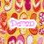 Animated icon with repeating orange and pink curved shapes on yellow background, displaying text elements 'Devin', '+', 'Sadie', '=', 'Chloe', '$:FELLI' in various colors.