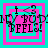 A static digital image with layered pink and cyan squares, displaying text 'I <3 TV BODIES' above 'BEEL &!' in black pixelated font.