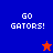 Four quadrants display 'GO GATORS!' text with two star icons; blue and orange backgrounds alternate between frames.