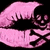Pink lips with black eyelashes and a small skull and crossbones symbol, with text reading 'toxic kiss' at the bottom.