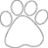 Four gray paw print outlines arranged in a , each containing black text with one or two words