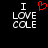 Black background with white text "I LOVE COLE" and a red pixelated heart symbol above the word LOVE.