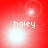 Red background with four white light bursts and the word 'haley' in pixelated text, each burst positioned differently across frames.