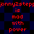 Red pixelated text on a dark blue and black checkered background, repeating 'jannyzstep' followed by 'is mad with power'.