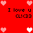 Red background with pixelated hearts and repeated text "I love u CL!<33" in black.