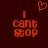 A pixelated animated contact sheet showing two frames of a buddy icon with orange text and heart symbol on dark red background.