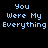 A 4-frame animated contact sheet showing the phrase "You Were My Everything" in pixelated text with varying purple background glows across four quadrants.