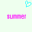 A static pixel art image with a cyan heart symbol above two identical pink 'summer' text blocks on a light background.