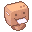 Pixel art contact sheet of six animated frames showing a brown cube-shaped character with white eyes and mouth, arranged in 3x2 grid on gray background.