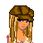 Pixel art contact sheet showing multiple frames of a female character in floral top, brown skirt, and cap with red bucket accessory across different poses and angles.
