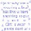 Pixelated static buddy icon with text-based message and star decorations on a light background.