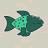 A 48x48 pixel buddy icon featuring a cartoon fish on the top-left, with text-based joke panels arranged in a contact sheet layout across three sampled frames.