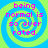 Four identical display a spiral pattern with alternating blue and green rings, overlaid by pink text reading "being normal is so over rated."