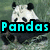 A pixelated panda image with cyan text overlays reading "Pandas Have Weight Issues" in a