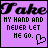 purple with text 'MY HAND AND NEVER LET ME GO.' and heart symbols, each showing a different frame where the word 'NEVER' changes from black to white