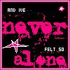 Pixelated pink and white text on black background with starburst graphic, displaying 'AND IVE', 'FELT 50', and distorted words.