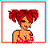 A 4-frame animated contact sheet showing a cartoon character with red hair and outfit in various poses, including full-body, midsection, fire effect, and text display.