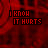 Red pixelated background with repeated text "I KNOW IT HURTS" in dark red block letters across multiple