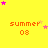 Yellow background with orange 'summer' text and '08' or '09' below, pink and yellow stars scattered in different positions across frames.