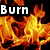 Animated icon shows a skeletal figure with flames and text reading Burn It Down in pixelated style.