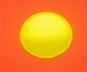 A contact sheet of 11 animated frames showing a yellow sphere with subtle highlights on varying orange and peach backgrounds.