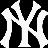 Black and white pixelated logo of interlocking NY letters on a black background with visible dithering and anti-aliasing effects.