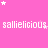 Pink background with white stars and repeated text 'sallielicious' in pixelated font across three